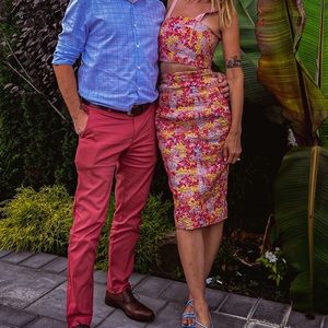 Ellarina Pink Multi Metallic Midi Dress